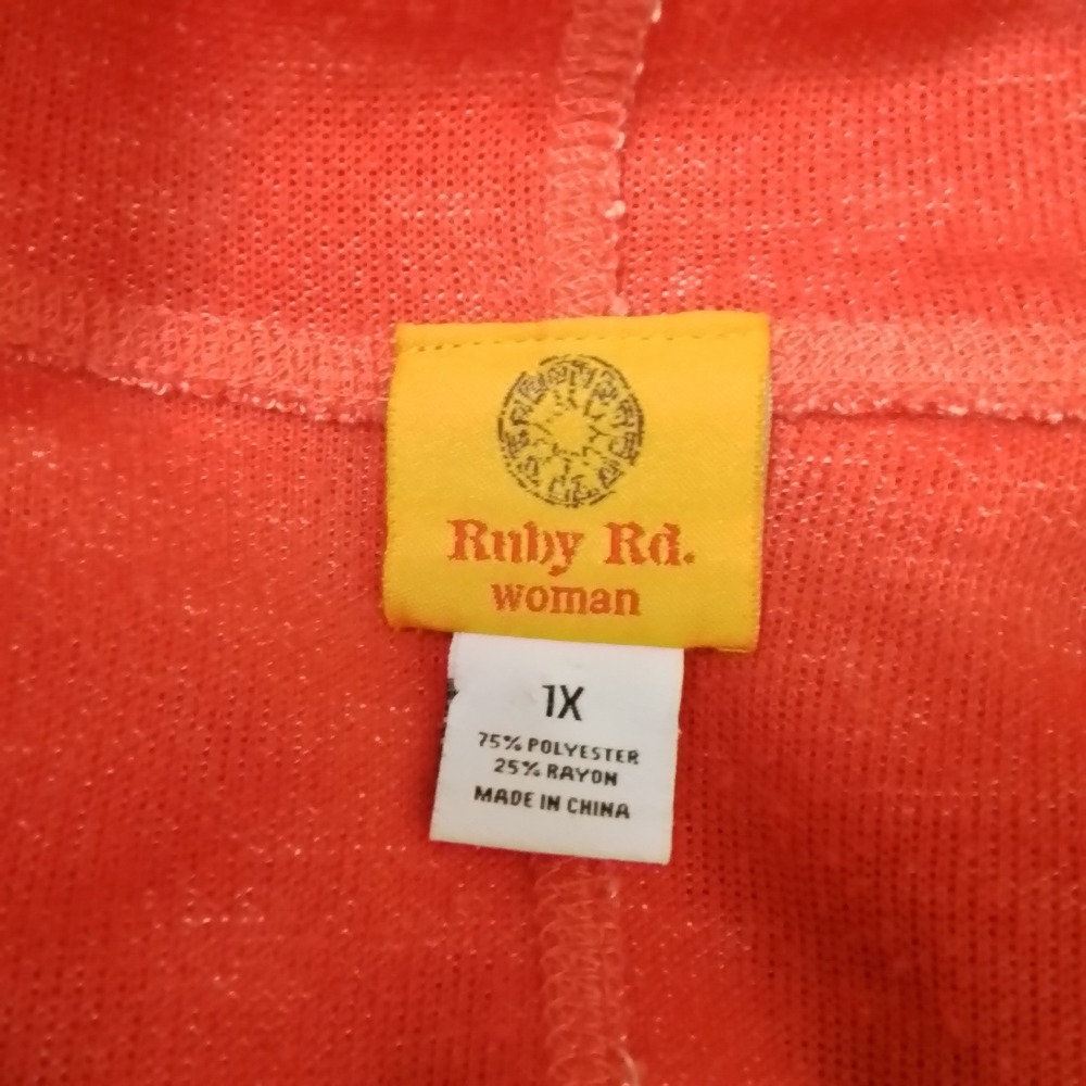 Ruby Rd. Woman‎ 1X Knit Cowl Neck Sweater Coral Pink Marled Long Sleeve Pullover - Picture 8 of 11